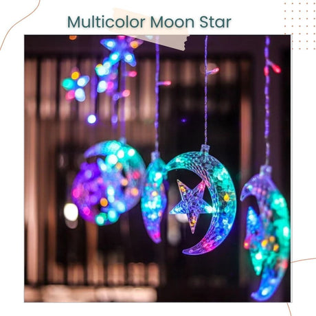 Hari Raya Moon and Star Curtain Light For Eid Hari Raya Decoration Parties