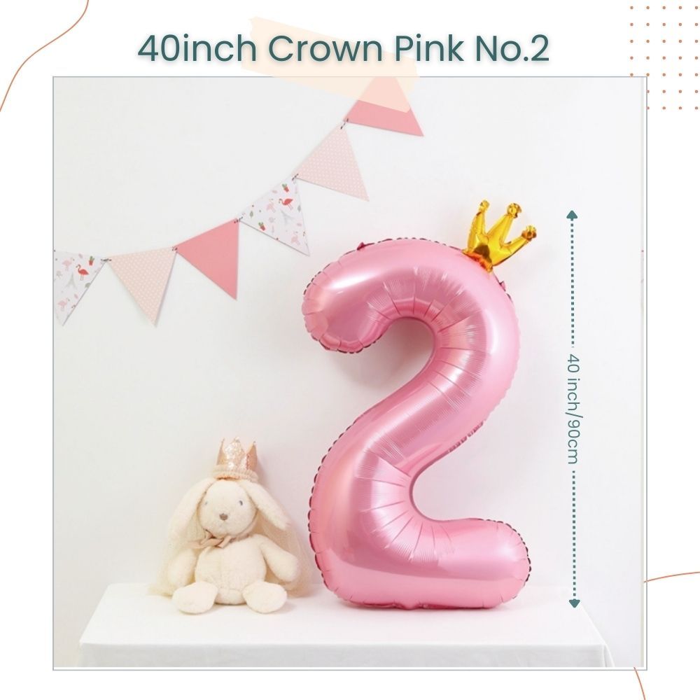 40 inch Pink Crown Number Balloon