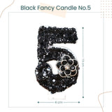 Premium Black Glitter Flower Fancy Number Candle Happy Birthday Candle Cake Decoration