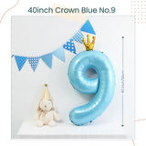 40 inch Blue Crown Number Balloon