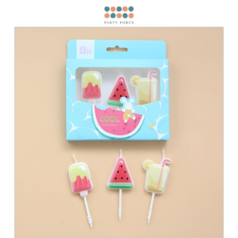 Summer Style Watermelon Ice-Cream Candles for Birthday Cake Decoration