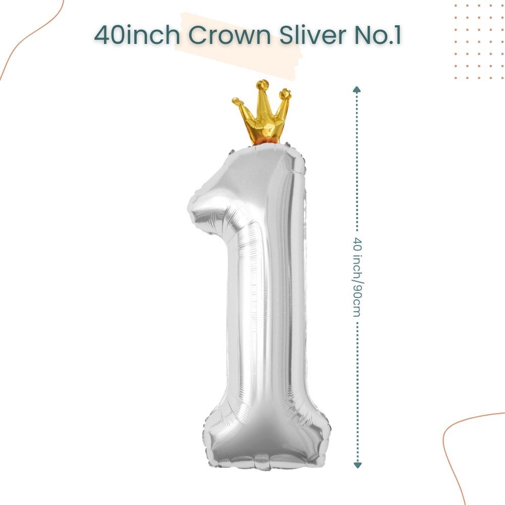 40 inch Sliver Crown Number Balloon