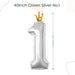 40 inch Sliver Crown Number Balloon