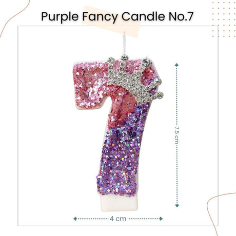 Premium Purple Pink Crown Glitter Fancy Number Candle Happy Birthday Candle Cake Decoration