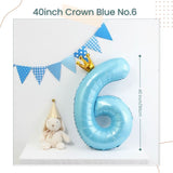 40 inch Blue Crown Number Balloon