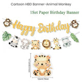 Kids Cartoon HBD Banner Mermaid Animal Dinosaur Construction Banner for Birthday Decoration