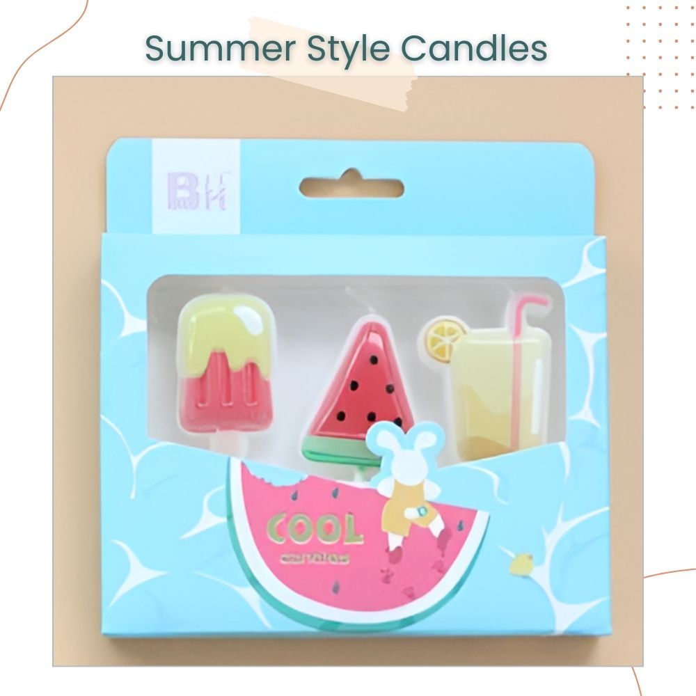 Summer Style Watermelon Ice-Cream Candles for Birthday Cake Decoration