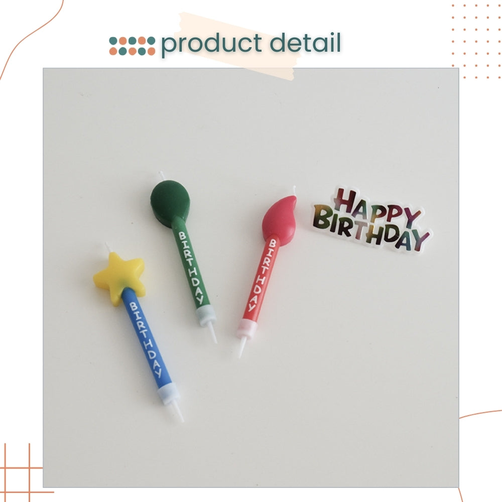 3 colour candle set korea style for birthday party cake decoration