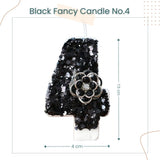 Premium Black Glitter Flower Fancy Number Candle Happy Birthday Candle Cake Decoration