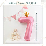 40 inch Pink Crown Number Balloon