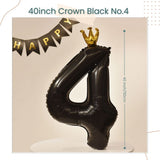 40 inch Black Crown Number Balloon