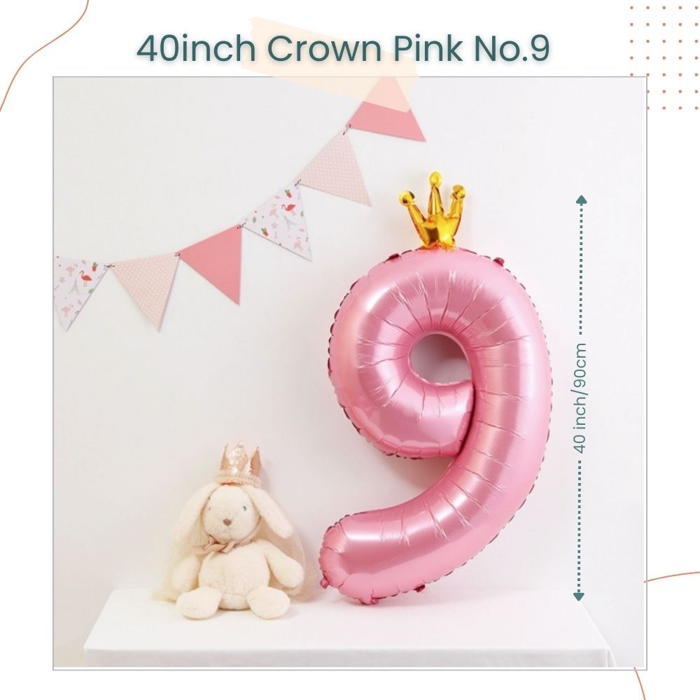 40 inch Pink Crown Number Balloon