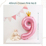 40 inch Pink Crown Number Balloon