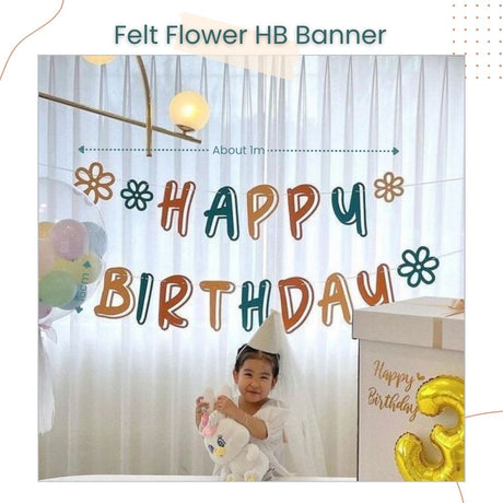 New Korean HBD Colorful Felt Banners For Birthday Parties Decoration