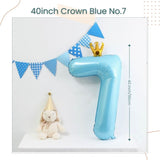 40 inch Blue Crown Number Balloon