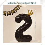 40 inch Black Crown Number Balloon