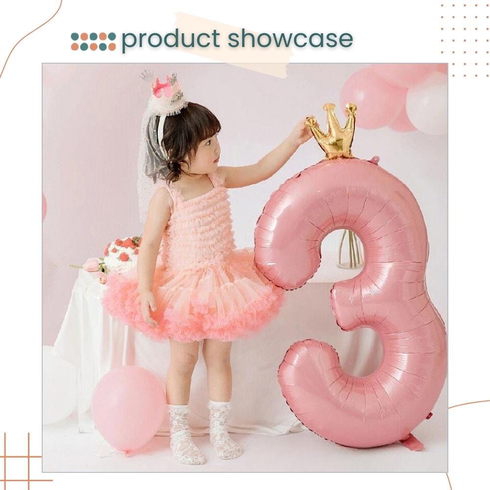 40 inch Pink Crown Number Balloon