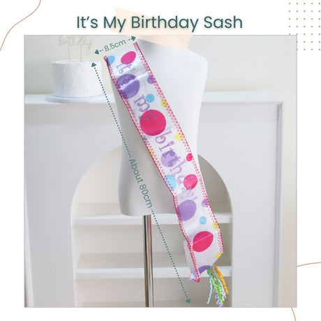 Cute Colorful Pinky Birthday Sash for Kids Adults Birthday Party Acceserios