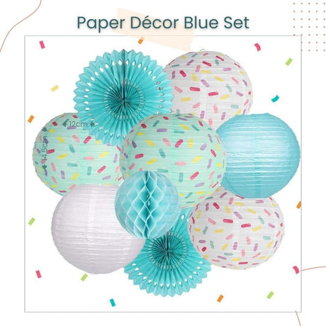 Colorful Donut Paper Décor Set Blue and Pink for Birthday Event Decoration Celebration