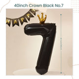 40 inch Black Crown Number Balloon