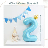 40 inch Blue Crown Number Balloon