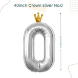 40 inch Sliver Crown Number Balloon