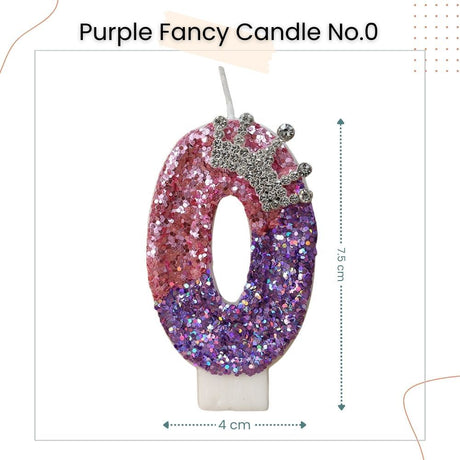 Premium Purple Pink Crown Glitter Fancy Number Candle Happy Birthday Candle Cake Decoration