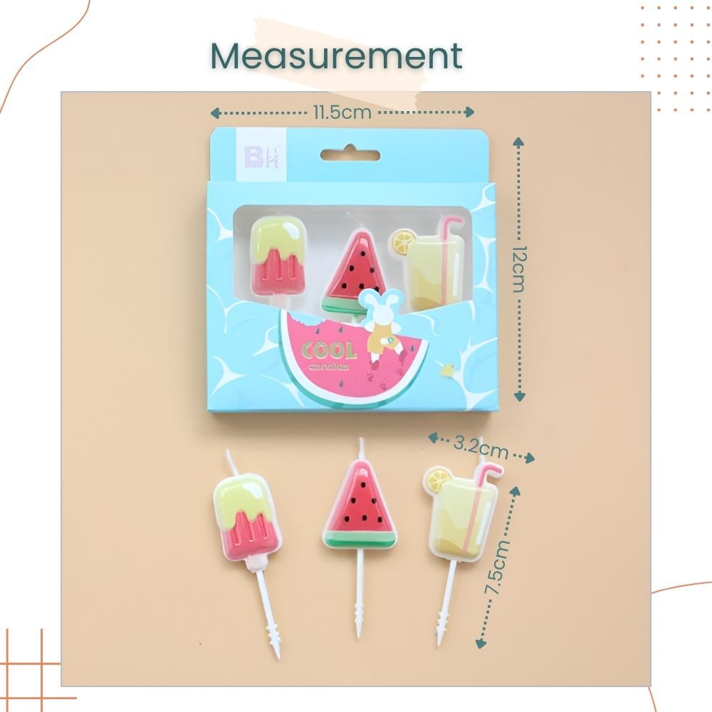 Summer Style Watermelon Ice-Cream Candles for Birthday Cake Decoration