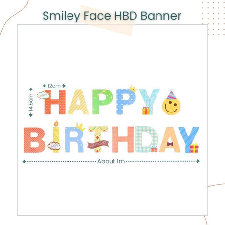 Korean Colorful Smiley Face HBD Banner for Birthday Parties Decoration