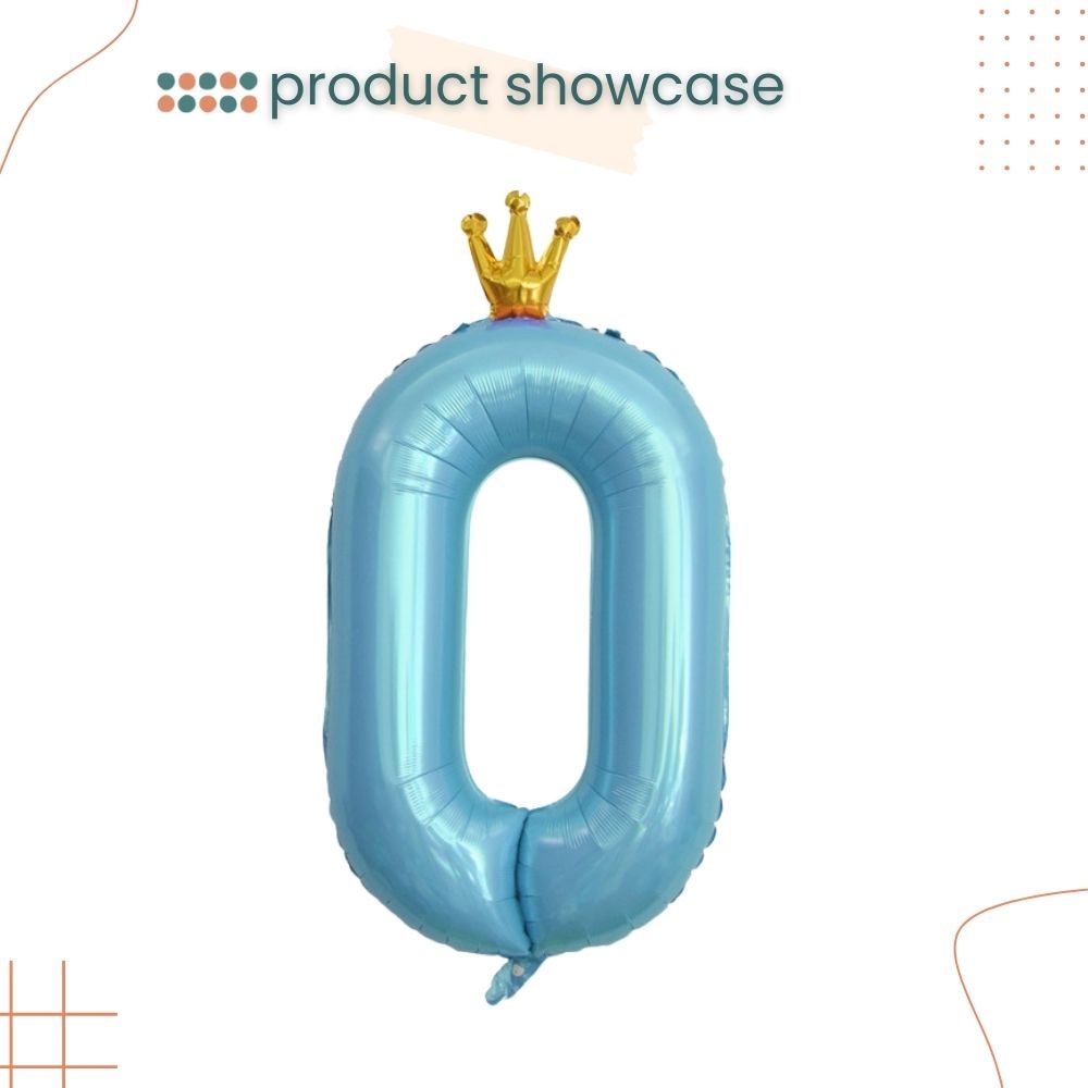 40 inch Blue Crown Number Balloon