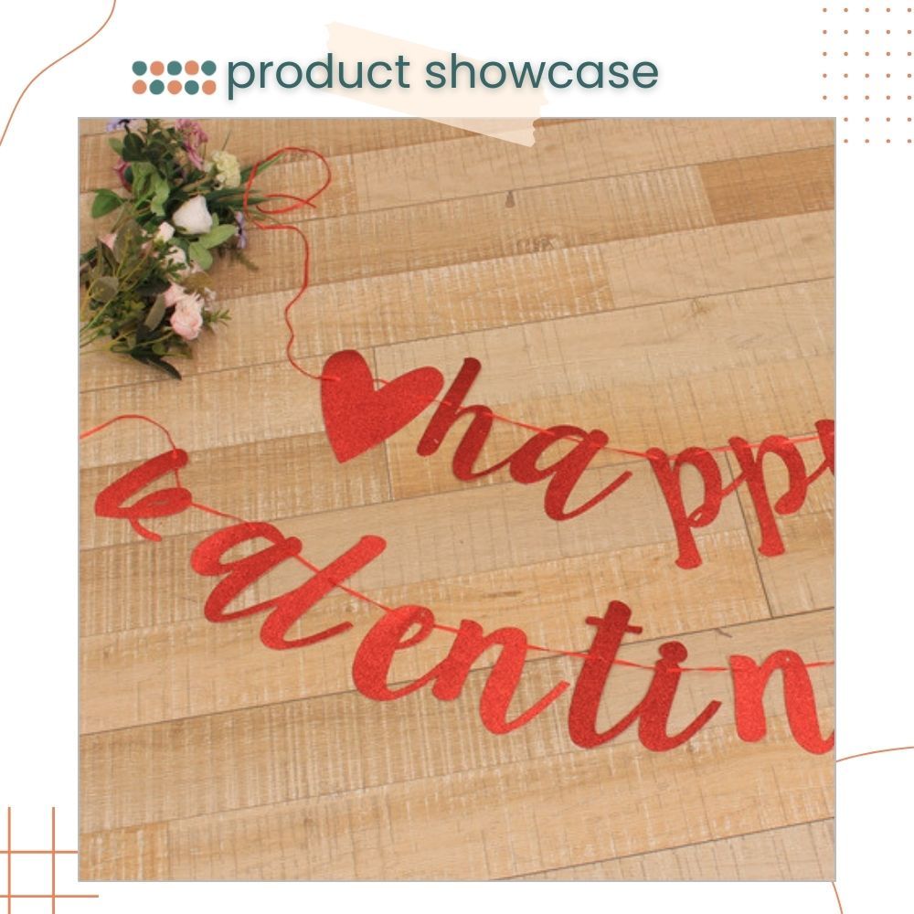 Happy Valentine's Day With Loves Glitter Red Pink Banner For Valentine's Day Decoration with Lover