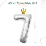 40 inch Sliver Crown Number Balloon