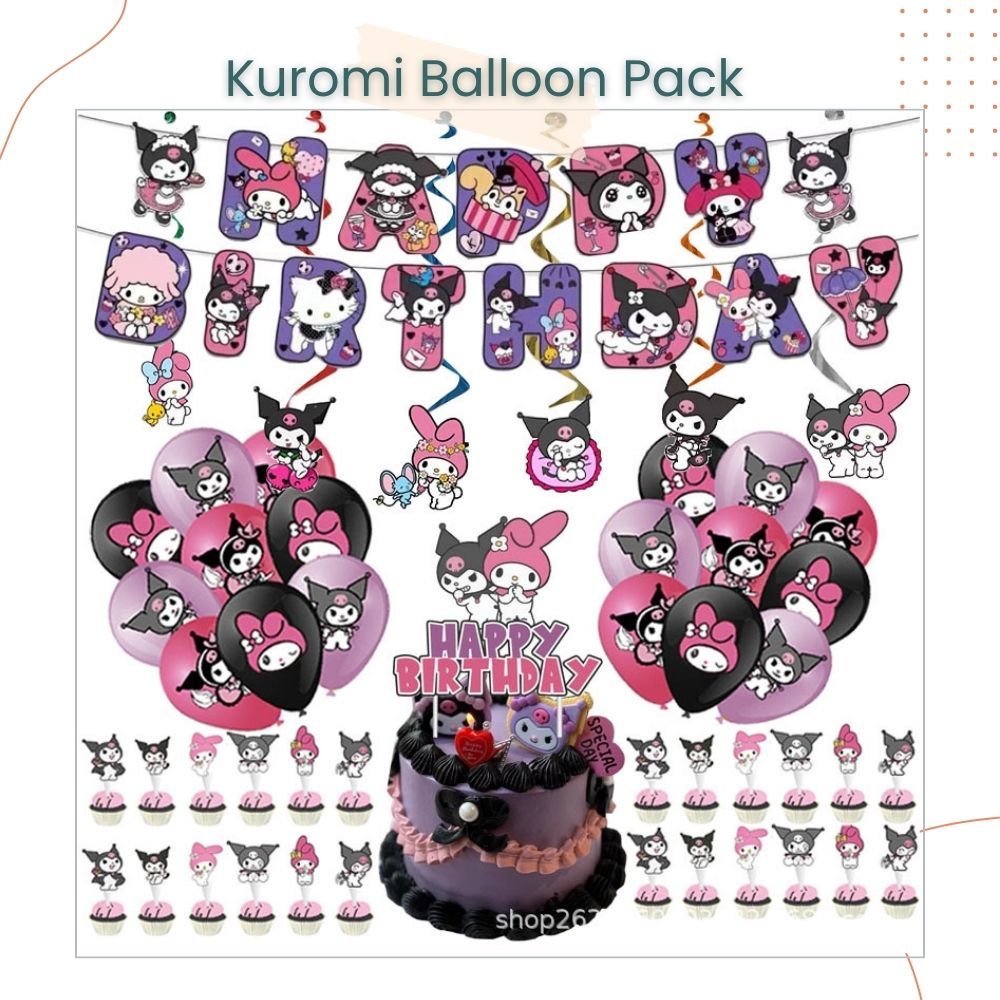 Kuromi Melody Theme Balloon Decoration Pack for Birthday Party