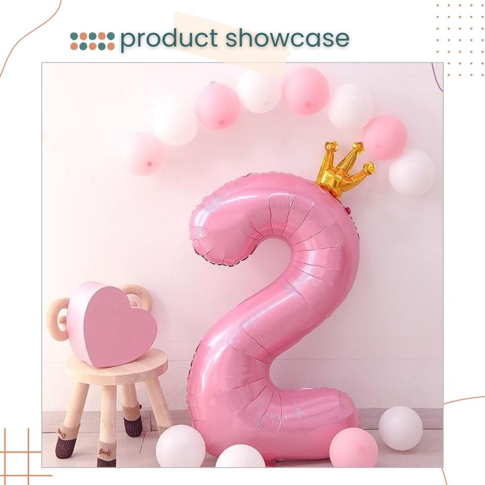 40 inch Pink Crown Number Balloon