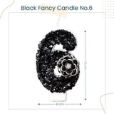 Premium Black Glitter Flower Fancy Number Candle Happy Birthday Candle Cake Decoration