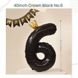 40 inch Black Crown Number Balloon