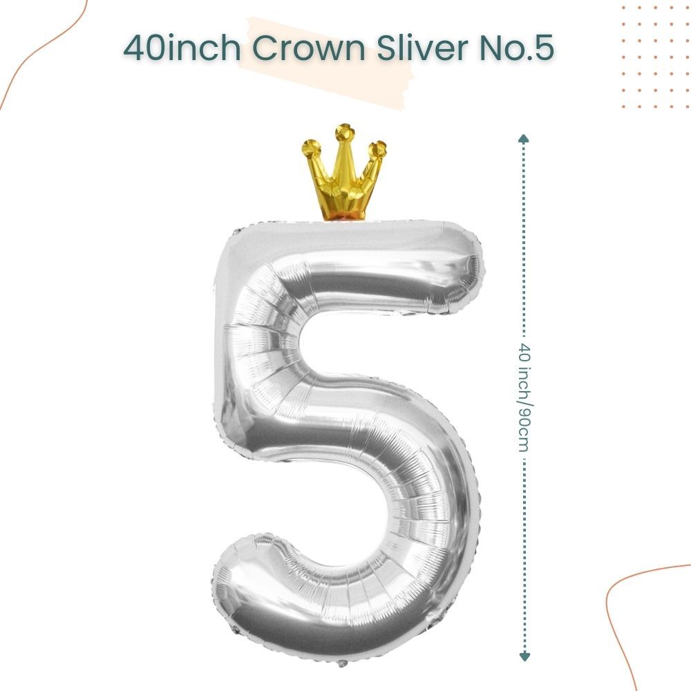 40 inch Sliver Crown Number Balloon