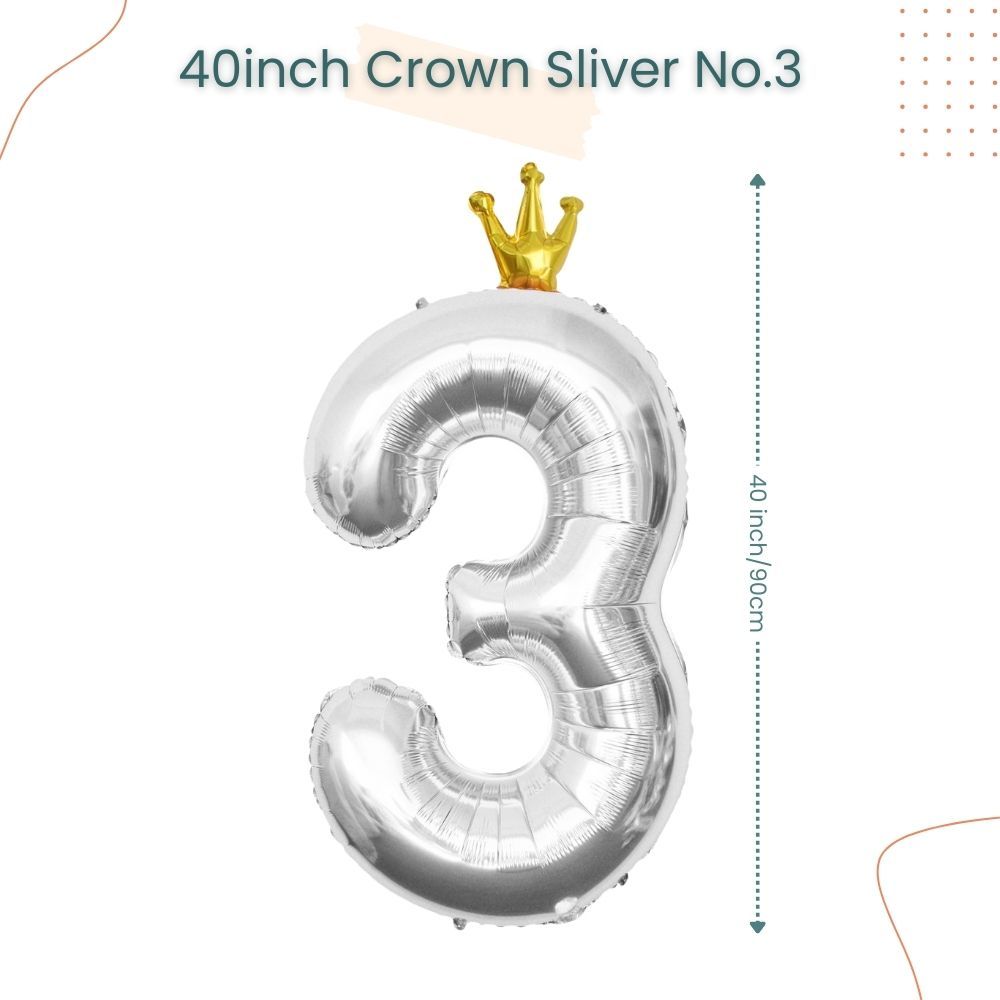 40 inch Sliver Crown Number Balloon