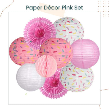 Colorful Donut Paper Décor Set Blue and Pink for Birthday Event Decoration Celebration