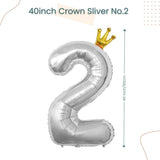 40 inch Sliver Crown Number Balloon