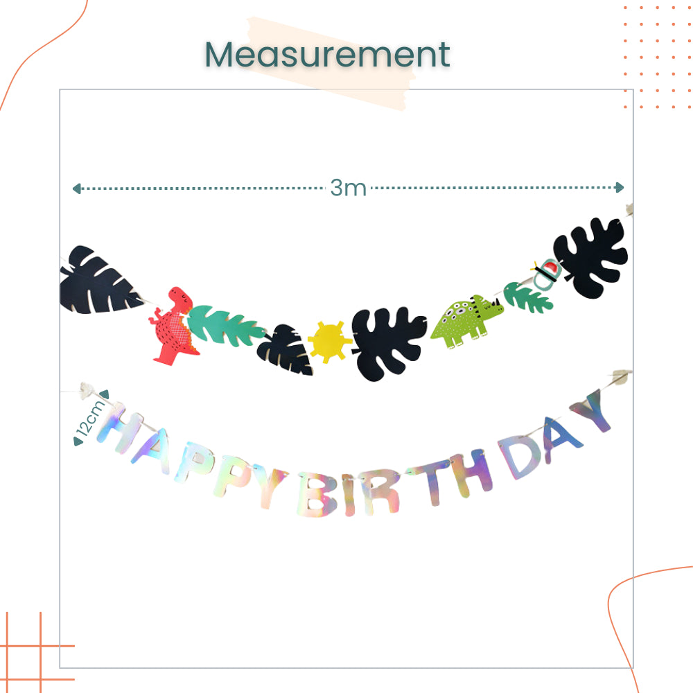 Dinosaur Theme Happy Birthday Banner for Event Party Decoration