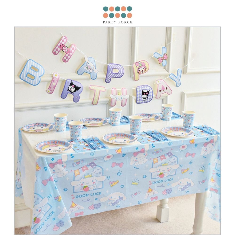 Cinnamoroll Blue Theme Disposable Tableware HBD Banner for Birthday Party