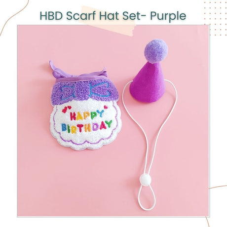 Korea Style Pets Dog Cat Colorful Birthday Scarft Hat Set for Pet's Birthday Costume