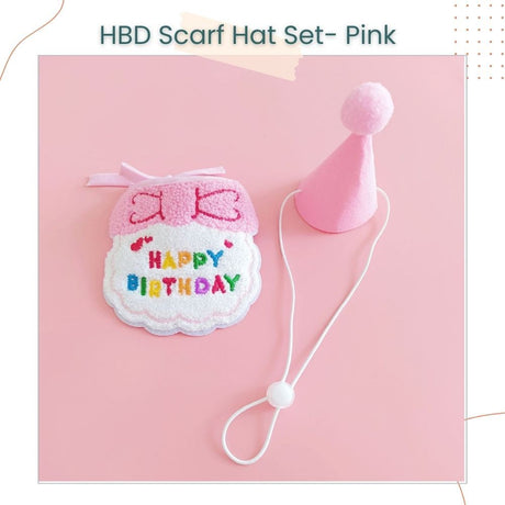 Korea Style Pets Dog Cat Colorful Birthday Scarft Hat Set for Pet's Birthday Costume