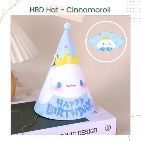 Sanrio Cinnamoroll Kuromi Hello Kitty Paper Party Hats for Birthday Decoration Acceserios