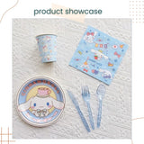 Cinnamoroll Blue Theme Disposable Tableware HBD Banner for Birthday Party