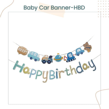 Cute Baby Car Theme 30days 100days Happy Birthday Banner for Party Decoration