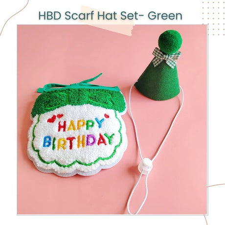 Korea Style Pets Dog Cat Colorful Birthday Scarft Hat Set for Pet's Birthday Costume