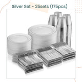 Premium Disposable tableware Cutlery Plates Cups and Napkin Package Birthday Wedding Party buffet
