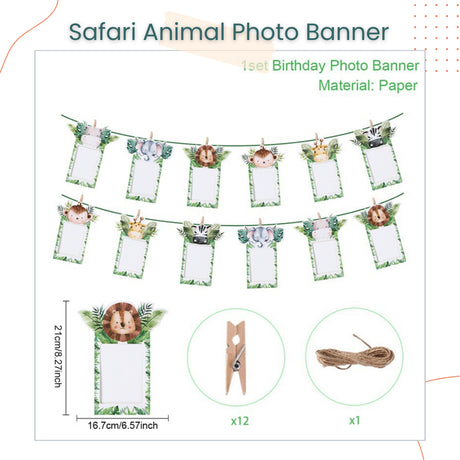 Safari Animal Theme Photo Banner Garland for Birthday Party